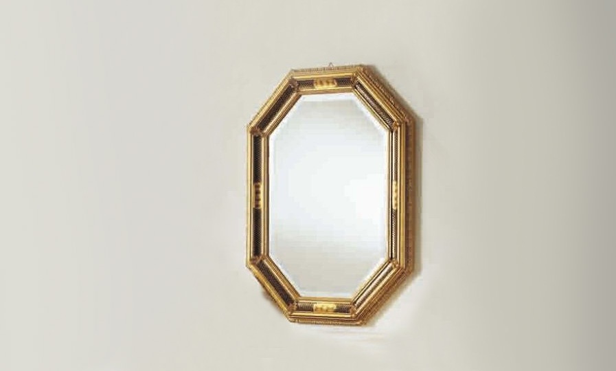The mirror in octagonal frame in gold Giglio, Arve Style