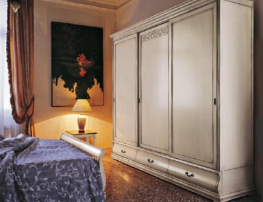 Wardrobe with 3 sliding doors in white lacquer Fenice, Arve Style