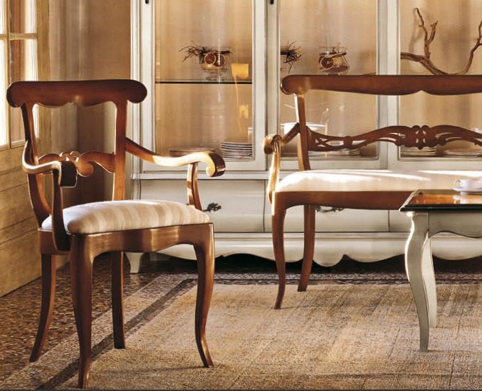 Chair with armrests in upholstery Fenice, Arve Style