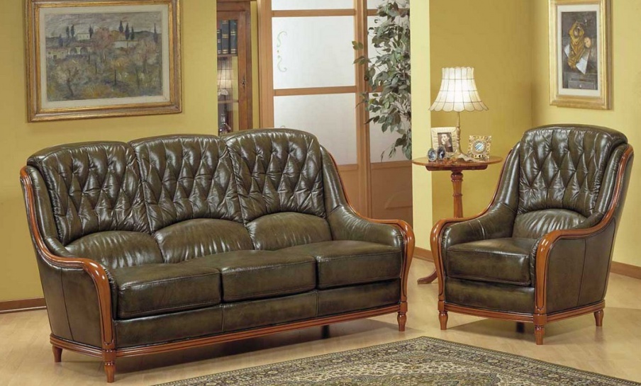 Three seater sofa with frame of wood Mozart, SAT Export