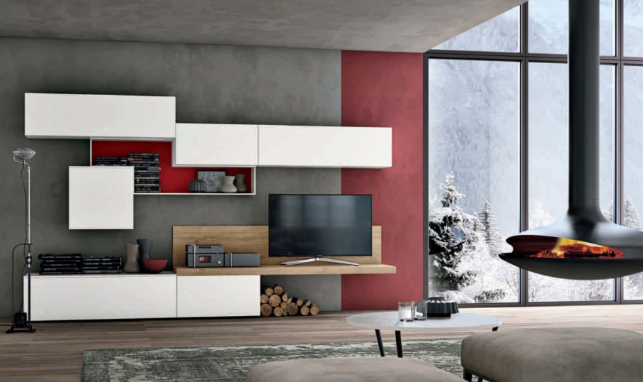 Modular system with space for TV Seta, Maronese
