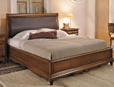 Bed with shaped headboard in eco-leather Fenice, Arve Style