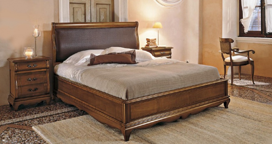 Bed with shaped headboard in eco-leather Fenice, Arve Style