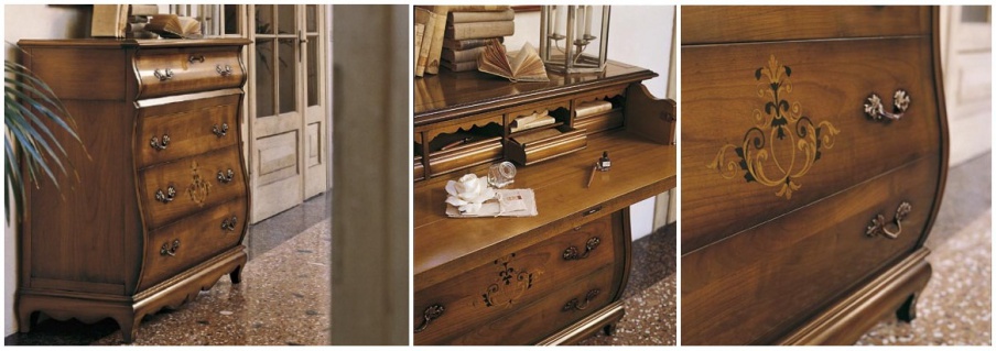 Chest with mirror with inlaid and carved elements Fenice, Arve Style