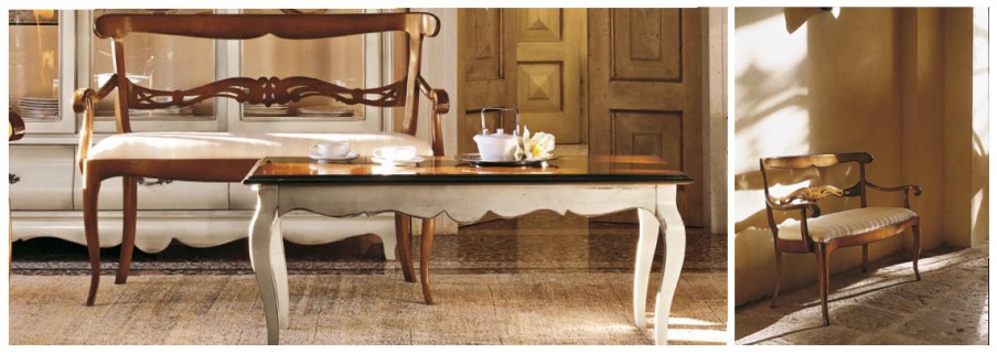 Bench with carved backrest and armrests Fenice, Arve Style