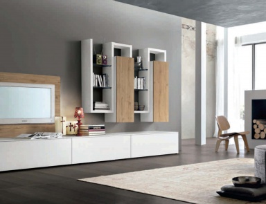 Modular system with panel for TV Seta, Maronese