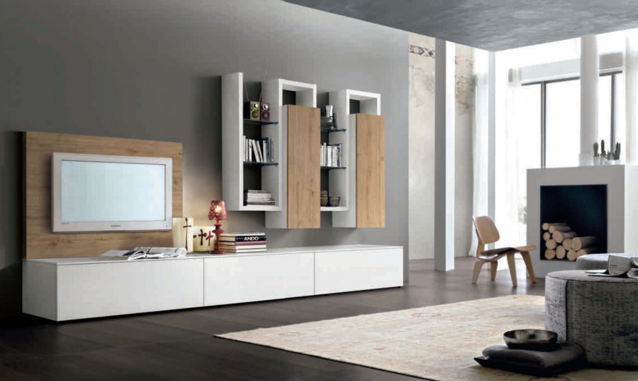 Modular system with panel for TV Seta, Maronese