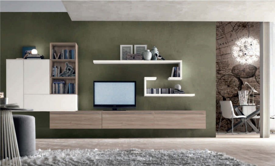 Modular system with shelves for books Seta, Maronese