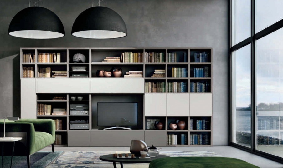 Modular system with a niche for TV Seta, Maronese