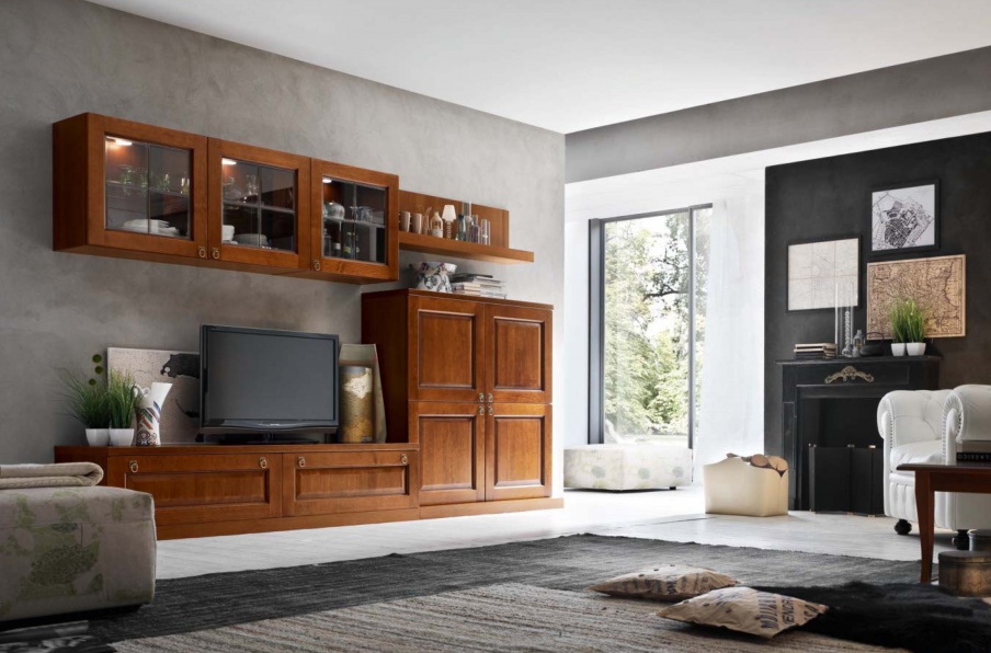 Modular system with shelves for TV Asolana, Maronese