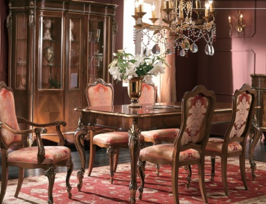 Set for dining room decoration in walnut Luigi XXI, Arve Style