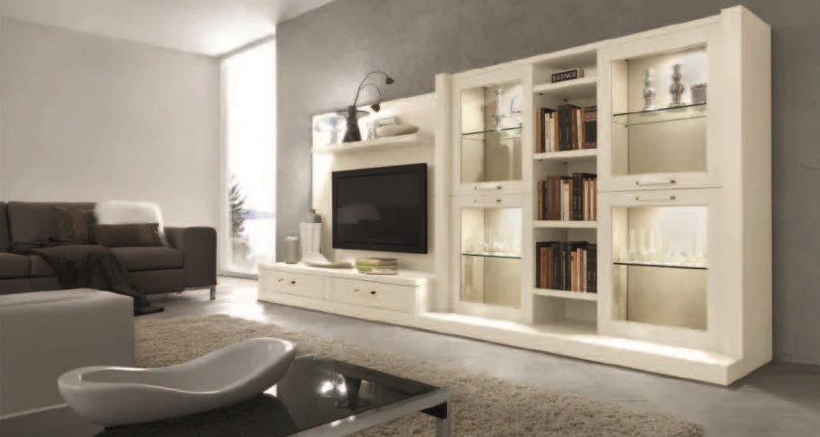 Modular system with panel for TV Piave, Maronese