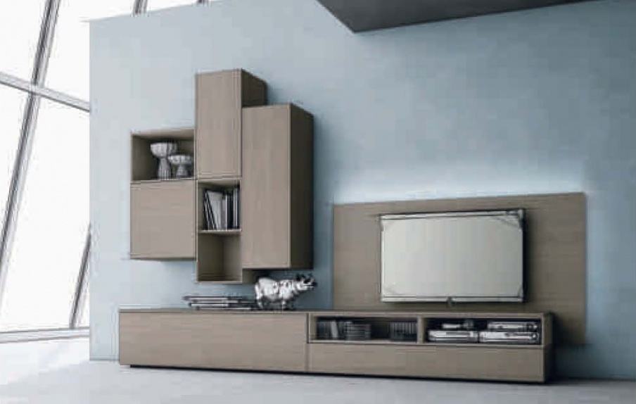Modular system with panel for TV Seta, Maronese