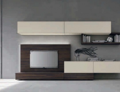 Modular system with wall panel for TV Seta, Maronese