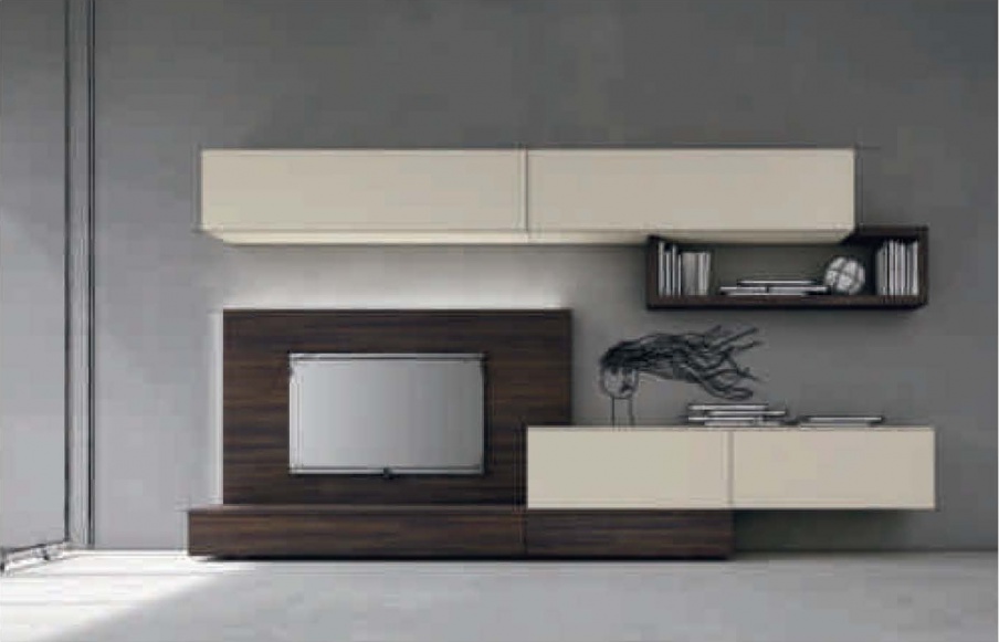 Modular system with wall panel for TV Seta, Maronese