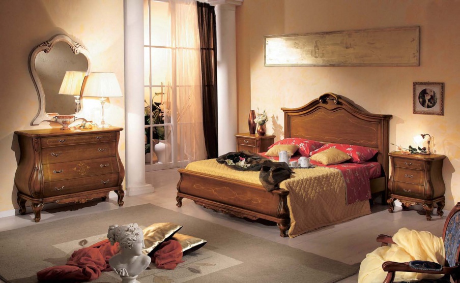 Bedroom set with inlay and carvings Tulipano, Arve Style