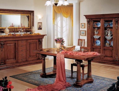 Set for the dining room in the finishing of veneer with thread Orchidea, Arve Style