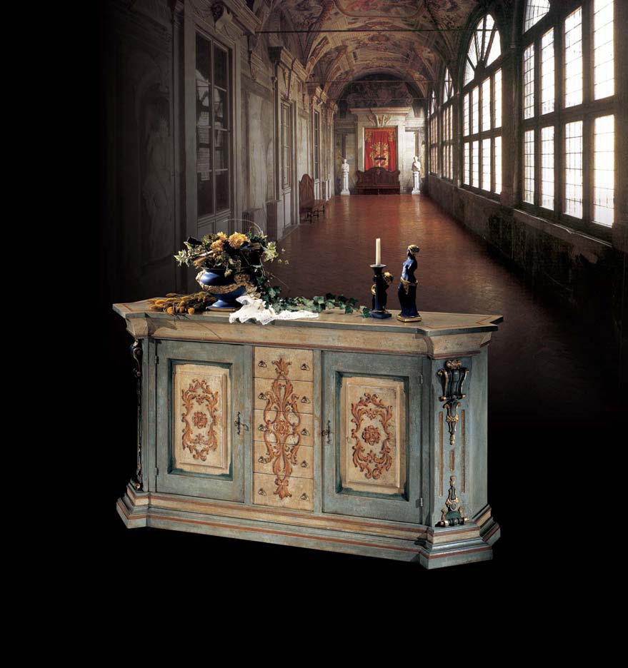 A snack bar in the decoration of lacquer in beige and blue tones, Orchidea, Arve Style