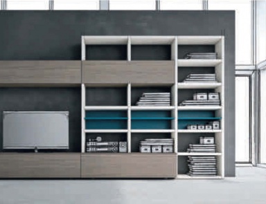 Modular system with many shelves Seta, Maronese
