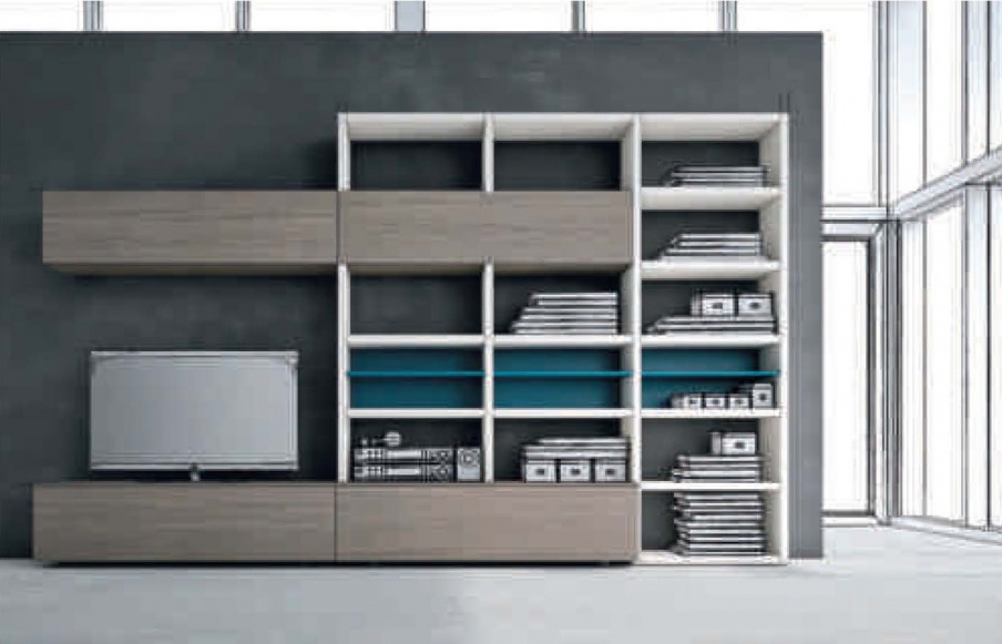Modular system with many shelves Seta, Maronese