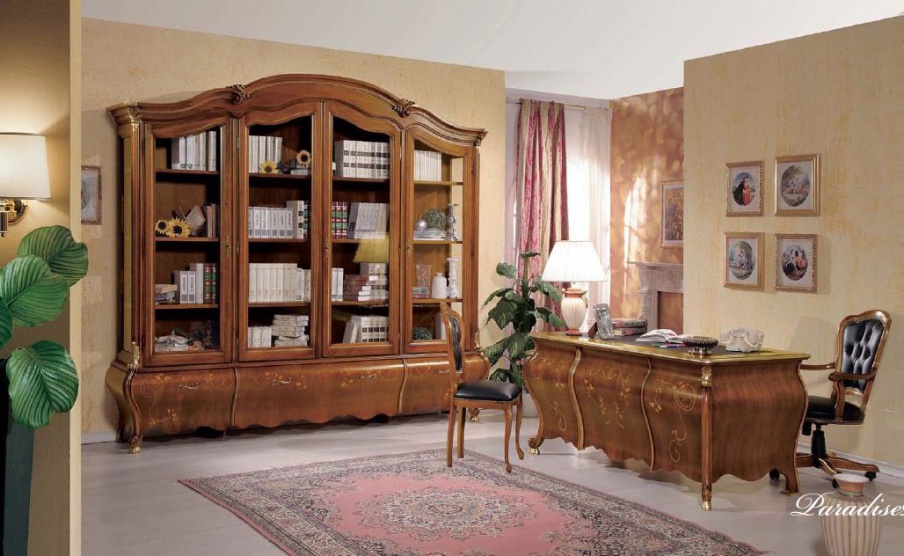 Set for Cabinet with inlay and carvings in gold leaf Paradise, Arve Style