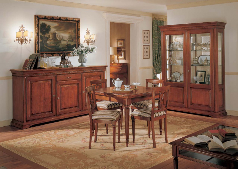 Set for the dining room with carvings and profiles Edera, Arve Style