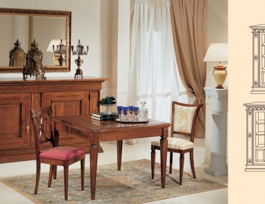 Set for the dining room with hand carved Certosino, Arve Style.