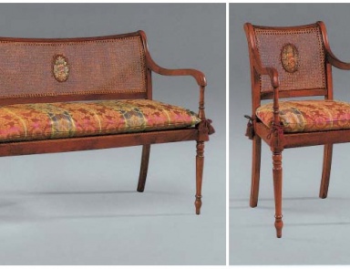 Sofa set with decoration made of straw Cleopatra, Arve Style
