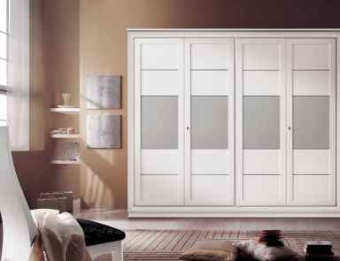 Wardrobe in white lacquer with mirrored inserts Sogni, Arve Style