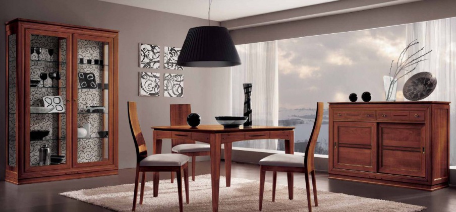 Set for dining room decoration in walnut Sogni, Arve Style