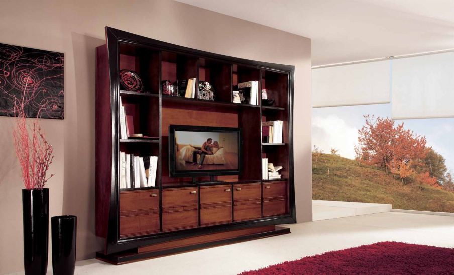 Storage system in lacquer mocha with 5 doors Sogni, Arve Style