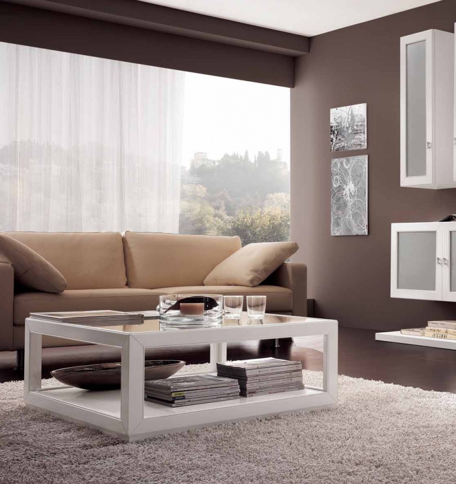 Square coffee table in white lacquer Sogni, Arve Style