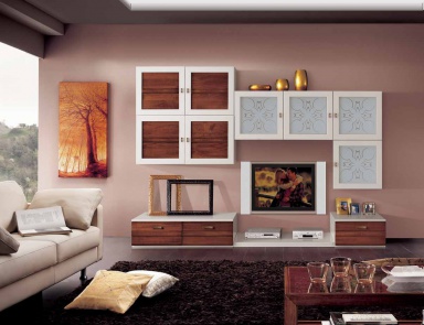 Modular system in white lacquer and veneer Sogni, Arve Style