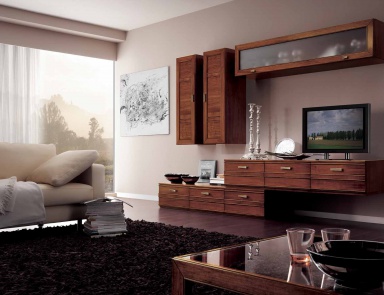 Modular system in walnut veneer and glass Sogni, Arve Style