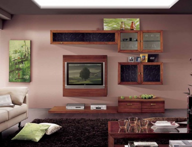 Modular system in the glass veneer and eco-leather Sogni, Arve Style