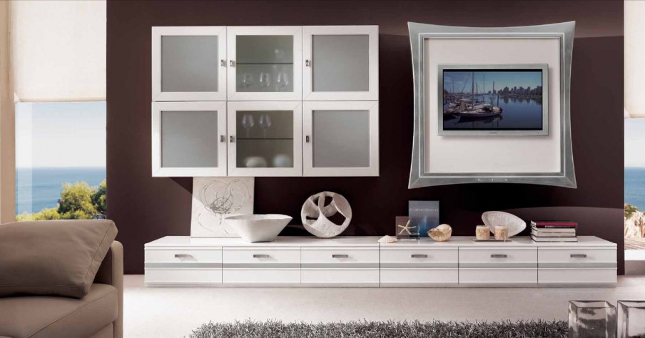 Modular system in white lacquer glass and silver Sogni, Arve Style