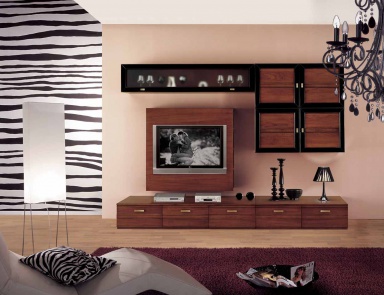 Modular system in the finishes of black lacquer and veneer Sogni, Arve Style