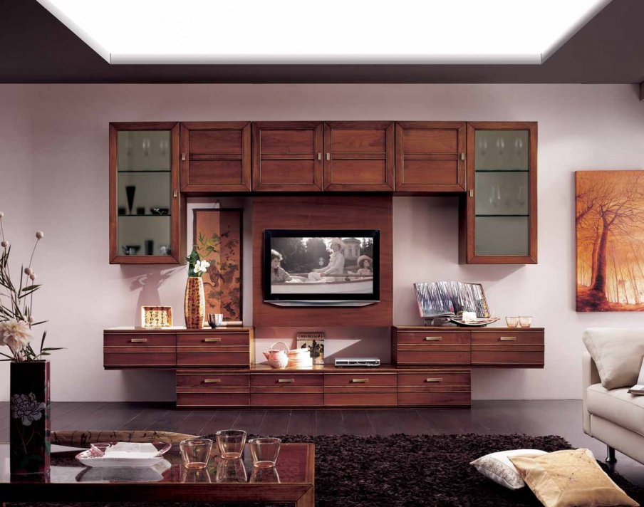 Modular system with hinged elements in veneer walnut Sogni, Arve Style