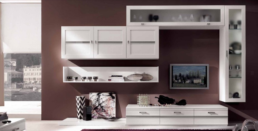 Modular system in white lacquer and steel fittings Sogni, Arve Style