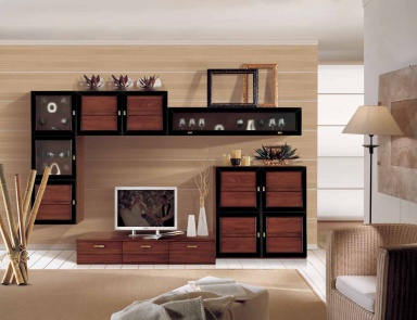 Modular system finish walnut veneer and black lacquer Sogni, Arve Style