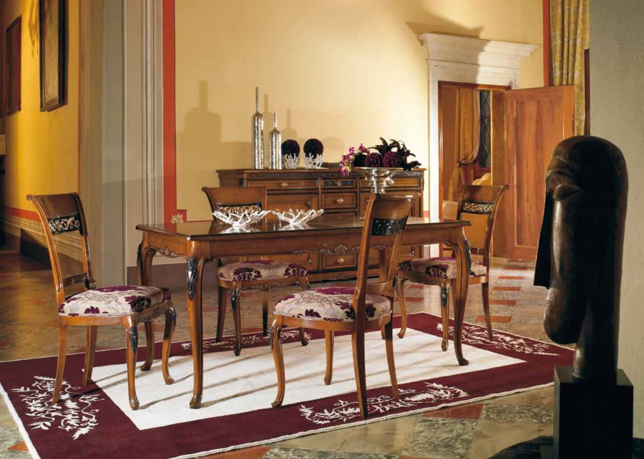 Dining table inlaid finish walnut Villa, Arve Style