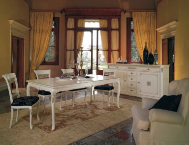 Dining table in white lacquer and silver leaf Villa, Arve Style