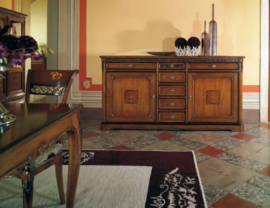 The buffet on the massive base with drawers in the center Villa, Arve Style (the snack bar)