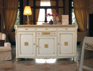 The white sideboard on legs with 3 hinged doors Villa, Arve Style