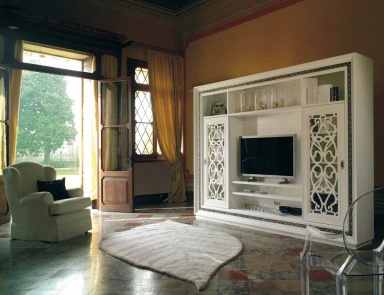 Rack TV white with carved doors and niches Villa, Arve Style