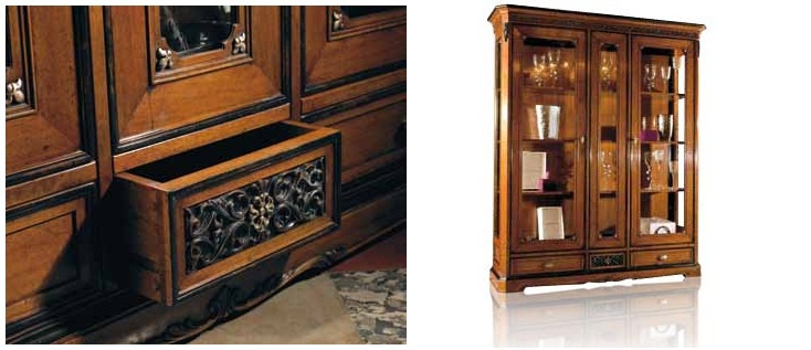 Showcase in walnut finish on a massive basis Villa, Arve Style