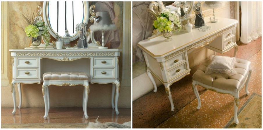 Bedroom set in white lacquer with gold leaf Villa, Arve Style