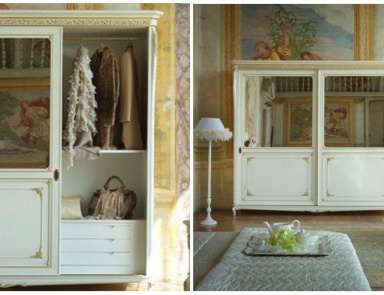 Wardrobe with sliding doors in white lacquer, Villa, Arve Style
