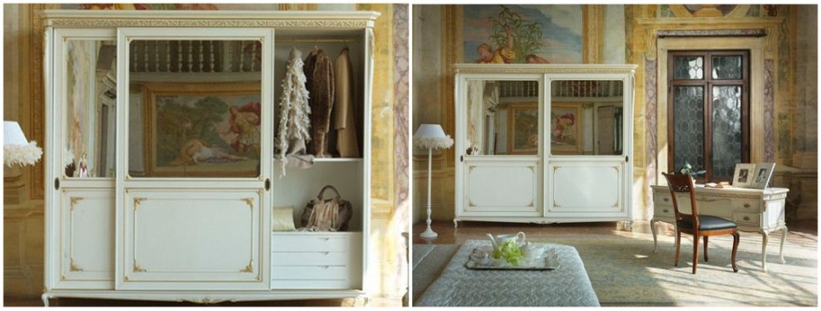 Wardrobe with sliding doors in white lacquer, Villa, Arve Style