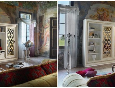 Rack for TV with sliding doors in gilt Villa, Arve Style (rack)